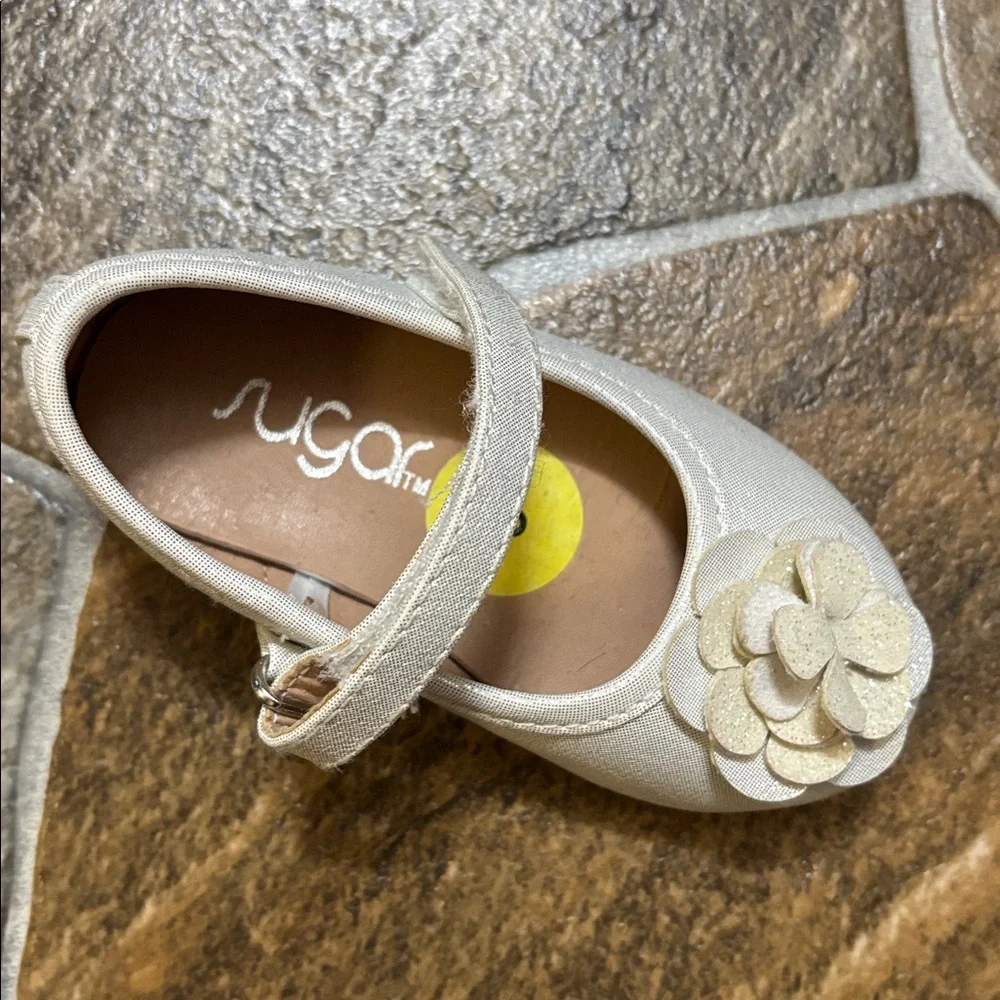 Sugar Kids Beige Floral Mary Jane Shoes